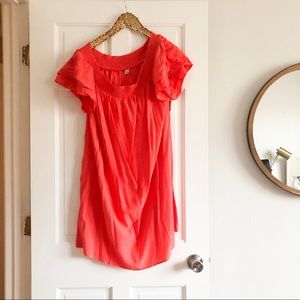 Off the shoulder coral dress